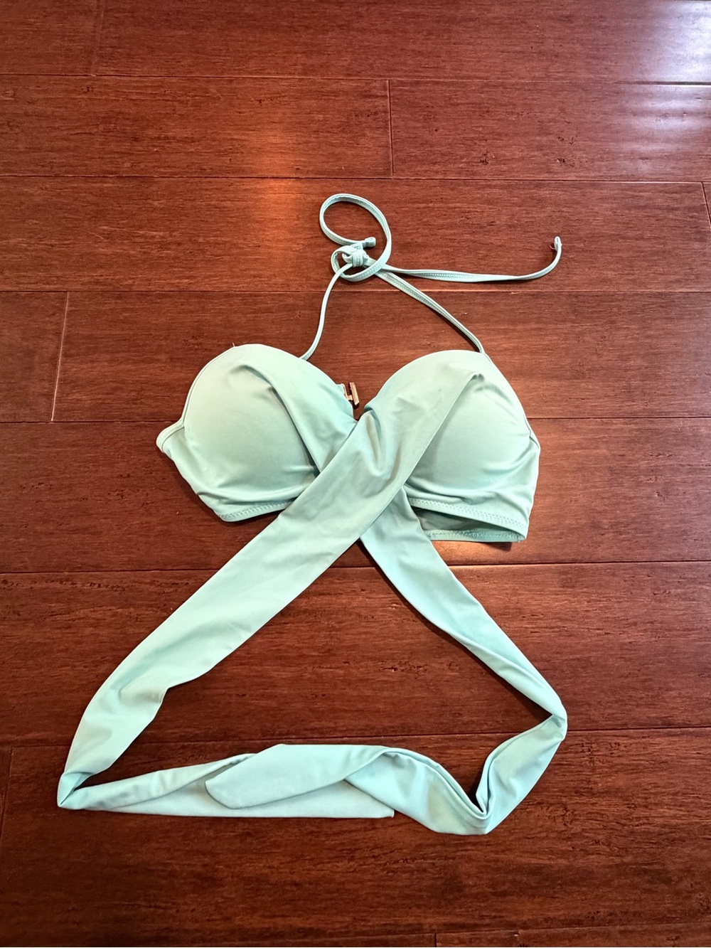 Cupshe Mint Wrap Halter Bandeau Bikini Top